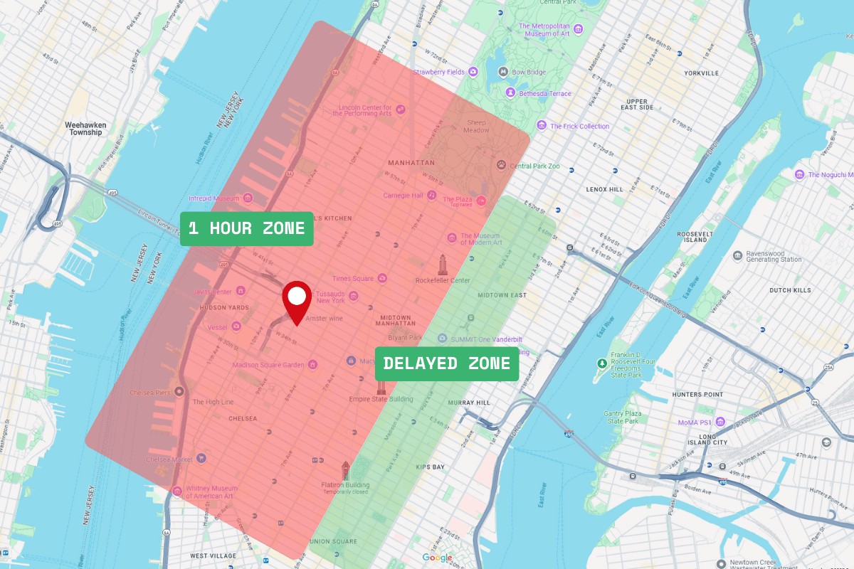 Amster Wine Delivery Zone Map